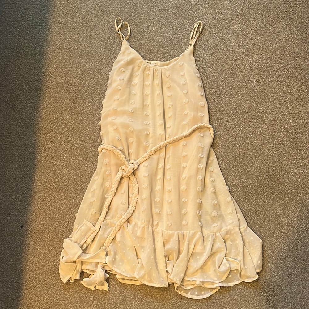 Cream Dot Dress M